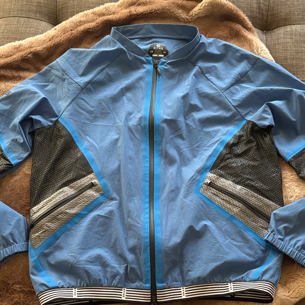 Zip up jacket in Blue with Black and Gray accents